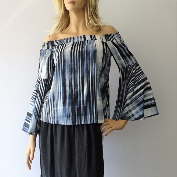 Bar III Tops - Bar III Bell Sleeve Striped Pullover Top NWT